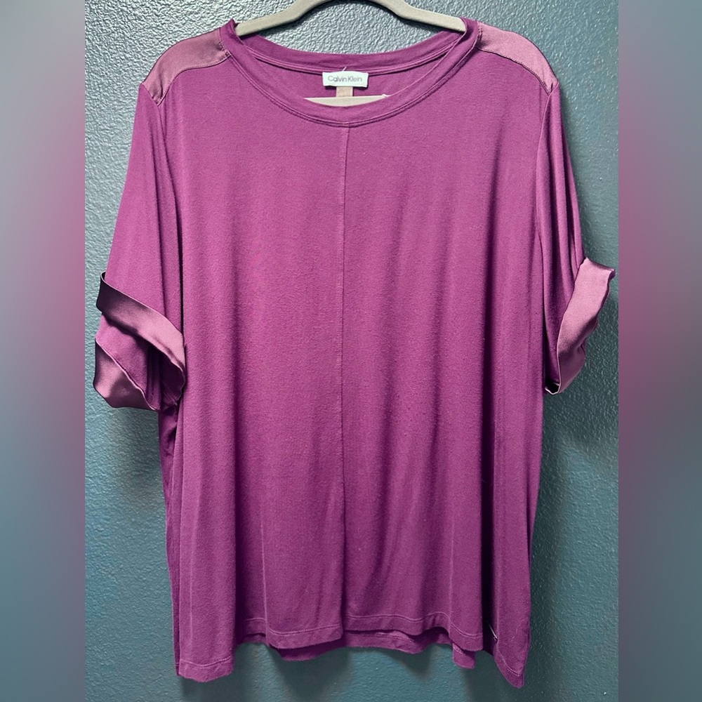 Calvin Klein Satin Trim Short Sleeve T-Shirt